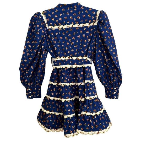 CeliaB Karisismi Tiered Scalloped Trim Mini Dress Blue Women's Size Large - Picture 3 of 14